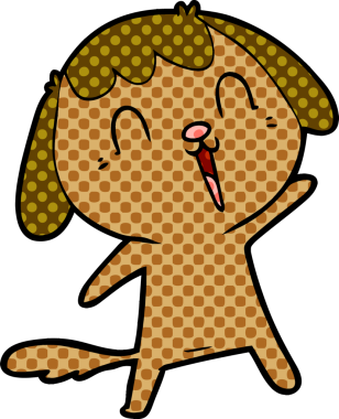 Bir insan tarafından çizilmiş şirin bir çizgi film köpeği ağlıyor.