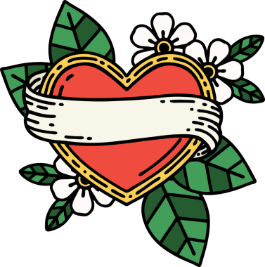 Bir insan tarafından çizilmiş geleneksel kalp ve bayrak şeklinde dövme.