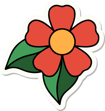 Bir insan tarafından çizilmiş geleneksel bir çiçek stiliyle dövme çıkartması.