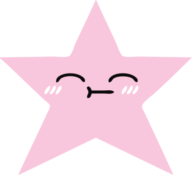 Bir insan tarafından çizilmiş yıldız balığının düz renkli retro karikatürü