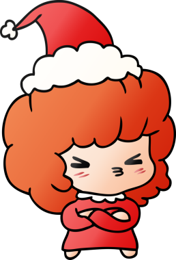 Bir insan tarafından çizilmiş Kawai kızının el çizimi gradyan çizgi filmi.