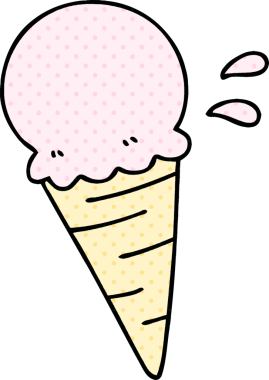 Bir insan tarafından çizilmiş çizgi roman tarzı vanilyalı dondurma.