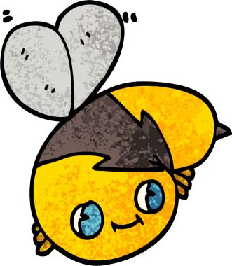 Bir insan tarafından çizilmiş sevimli grunge desenli çizim çizgi film arısı