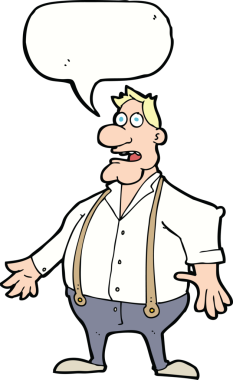 Bir insan tarafından çizilen konuşma baloncuğuyla adamı şok eden çizgi film.