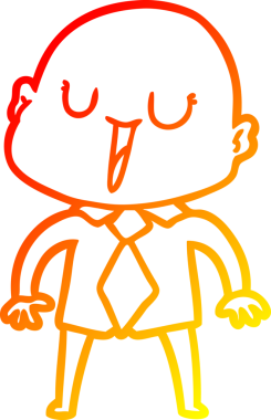 Bir insan tarafından çizilmiş mutlu, kel bir adamın sıcak çizgi çizimi.