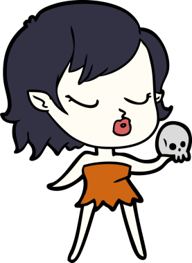 Bir insan tarafından çizilmiş şirin vampir kız çizgi filmi.