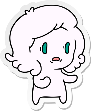 Bir insan tarafından çizilmiş kawai korkunç hayaletinin serbest sticker karikatürü.