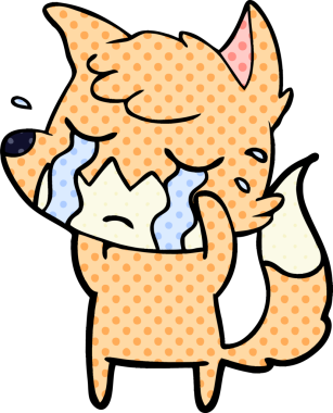 Bir insan tarafından çizilmiş ağlayan tilki çizgi filmi.