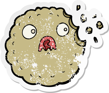 Bir insan tarafından çizilmiş korkmuş kurabiye karikatürünün sıkıntılı çıkartması.