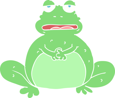 Bir insan tarafından çizilmiş kurbağanın düz renk çizimi