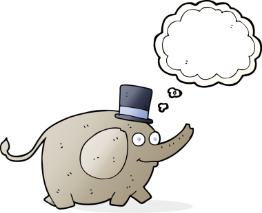 Bir insan tarafından çizilmiş serbest çizim balon karikatür fili.