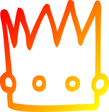 Bir insan tarafından çizilmiş bir karikatür tacının sıcak gradyan çizimi