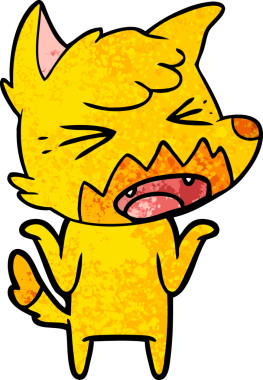 Bir insan tarafından çizilmiş tilki çizgi film karakteri