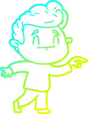 Bir insan tarafından çizilmiş mutlu bir çizgi film karakteri çizimi.