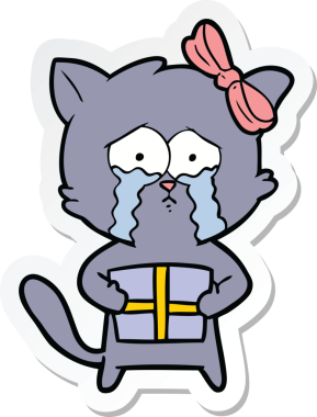 Bir insan tarafından çizilmiş çizgi film kedisinin çıkartması.