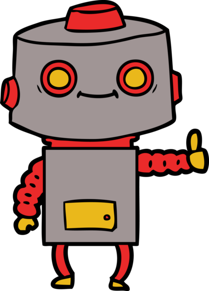 Bir insan tarafından çizilmiş çizgi film robotu