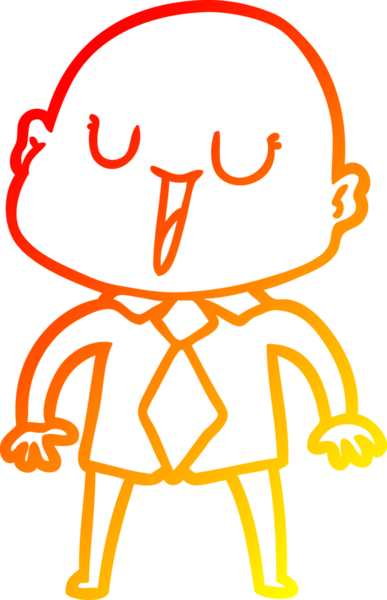 Bir insan tarafından çizilmiş mutlu, kel bir adamın sıcak çizgi çizimi.