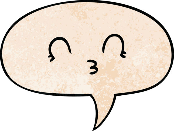 Bir insan tarafından çizilmiş eski tarz konuşma baloncuklu mutlu çizgi film yüzü