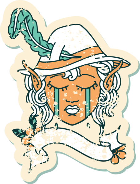 Retro Dövme Tarzı Ağlayan Elf Karakteri Bir insan tarafından çizilmiş