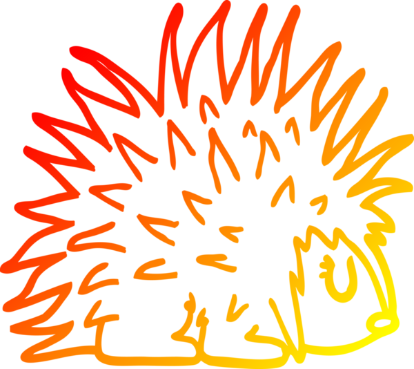 Bir insan tarafından çizilmiş sivri dikenli kirpinin sıcak çizgi çizimi