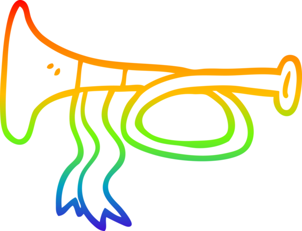 gökkuşağı gradyan çizimi bir insan tarafından çizilmiş metal bir trompet