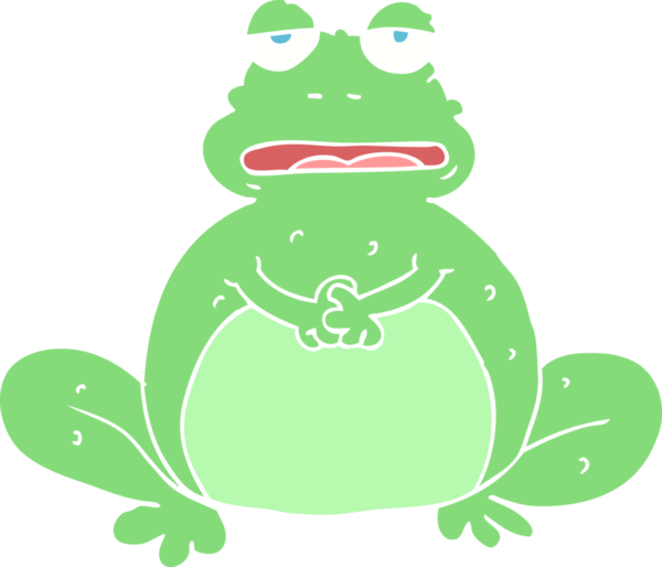 Bir insan tarafından çizilmiş kurbağanın düz renk çizimi