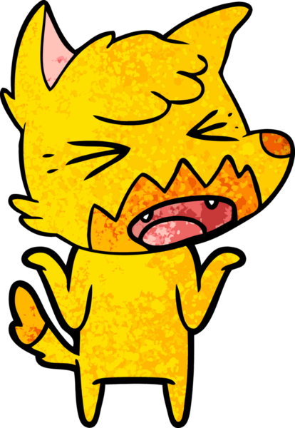 Bir insan tarafından çizilmiş tilki çizgi film karakteri