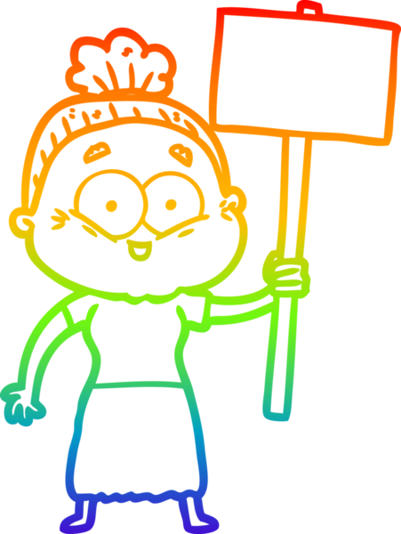 Gökkuşağı gradyan çizgi çizimi Bir insan tarafından çizilmiş mutlu yaşlı kadın