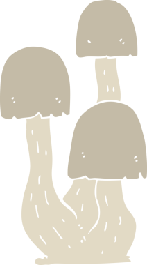 Bir insan tarafından çizilmiş düz renkli çizgi film mantarı