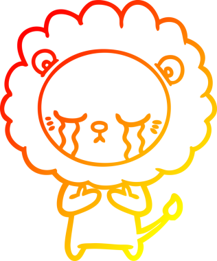 Bir insan tarafından çizilmiş, ağlayan bir aslanın sıcak çizgi çizgisi.