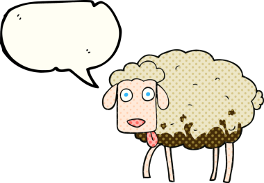 El yazısıyla çizilmiş çizgi roman konuşma balonu bir insan tarafından çizilmiş çamurlu koyun.