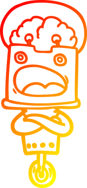 Bir insan tarafından çizilen çizgi film robotunun sıcak çizgi çizimi