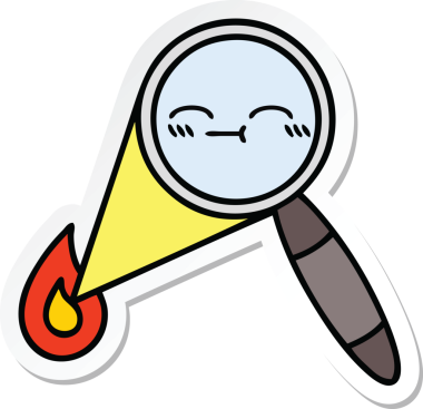 Bir insan tarafından çizilmiş şirin bir çizgi film büyütecinin çıkartması.