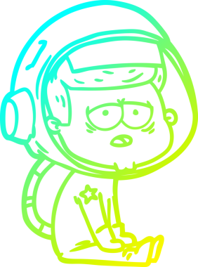 Bir insan tarafından çizilmiş soğuk gradyan çizgi çizimi yorgun astronot