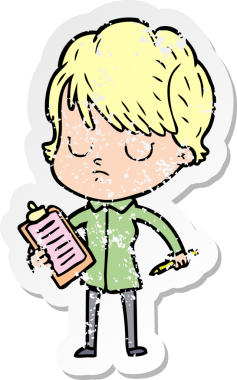 Bir insan tarafından çizilmiş karikatür bir kadının sıkıntılı çıkartması.