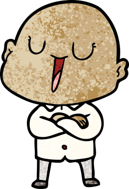 Bir insan tarafından çizilmiş mutlu, kel adam.