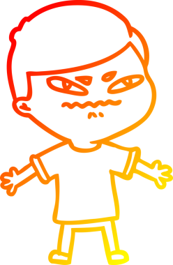 Bir insan tarafından çizilmiş, kızgın bir çizgi film karakteri.