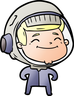 Bir insan tarafından çizilmiş mutlu astronot çizgi filmi.