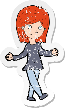 Bir insan tarafından çizilmiş dertsiz bir karikatür kadının gerilemiş çıkartması.