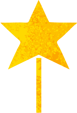 Bir insan tarafından çizilmiş yıldız değneğinin retro illüstrasyon tarzı karikatürü