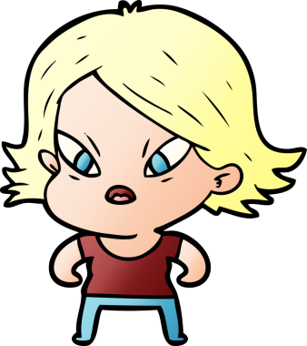 Çizgi film bir insan tarafından çizilmiş stresli kadın.