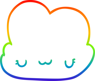 Gökkuşağı gradyan çizgisi bir insan tarafından çizilmiş şirin bir karikatür bulutu