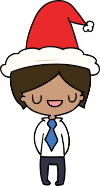 Bir insan tarafından çizilmiş Kawaii çocuğunun el çizimi Noel karikatürü.