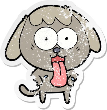 Bir insan tarafından çizilmiş şirin bir köpeğin sıkıntılı çıkartması.