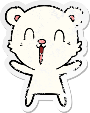 Bir insan tarafından çizilmiş mutlu bir kutup ayısının sıkıntılı çıkartması.