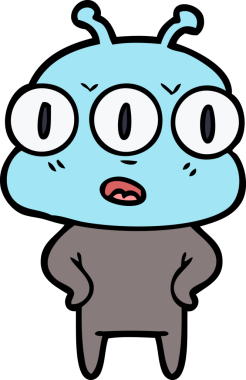 Bir insan tarafından çizilmiş üç gözlü uzaylı.