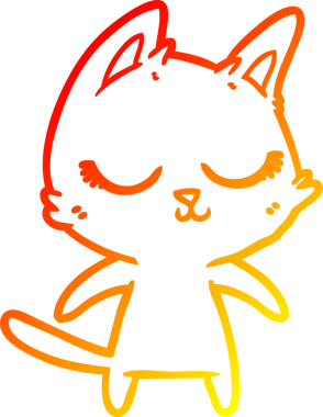 Bir insan tarafından çizilmiş sakin bir çizgi film kedisinin sıcak çizgi çizgisi.