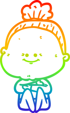 Gökkuşağı gradyan çizgi çizimi Bir insan tarafından çizilmiş mutlu yaşlı kadın