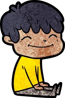 Bir insan tarafından çizilmiş mutlu çocuk çizgi filmi.