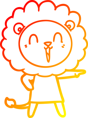 Bir insan tarafından çizilmiş gülen aslan karikatürü.